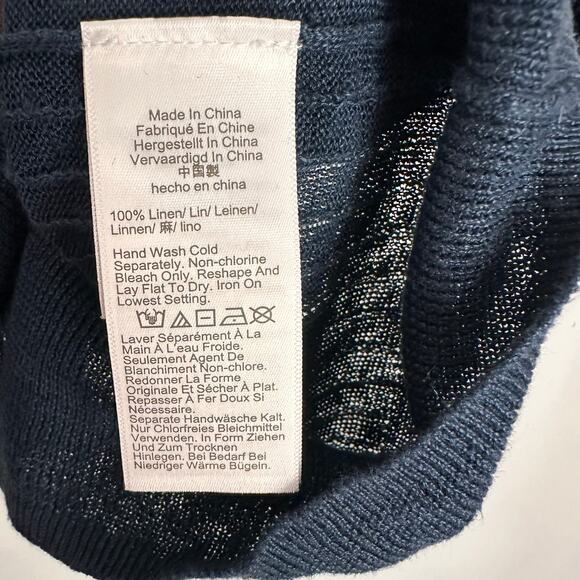 J CREW Women’s Short-sleeve Polo Shirt Navy Linen Johnny Collar Sz Small NWT - Picture 9 of 9